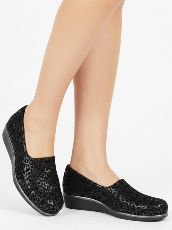 SAS Shoes - SAS Bliss Slip On Comfort Wedge, Black Leopard Women's Size 9 1/2N
